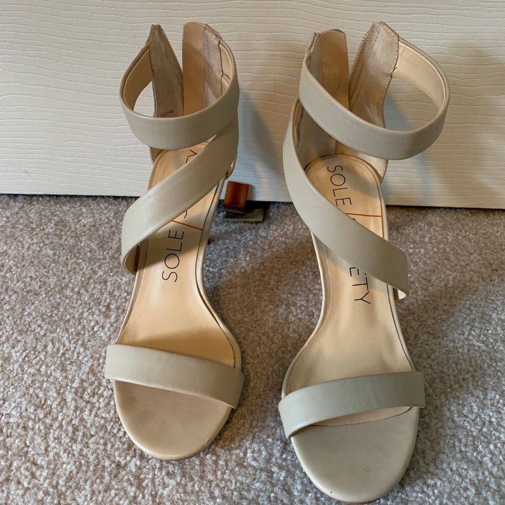 Nude straps heels